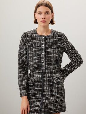 Black & White Tweed Cropped Blazer